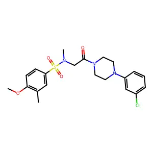 N-{2-[4-(3-chlorophenyl)piperazin-1-yl]-2-oxoethyl}-4-methoxy-N,3-dimethylbenzenesulfonamide structure