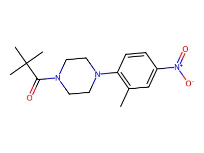 2,2-Dimethyl-1-[4-(2-methyl-4-nitrophenyl)piperazin-1-yl]propan-1-one structure