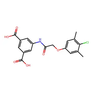 5-{[(4-Chloro-3,5-dimethylphenoxy)acetyl]amino}benzene-1,3-dicarboxylic acid structure