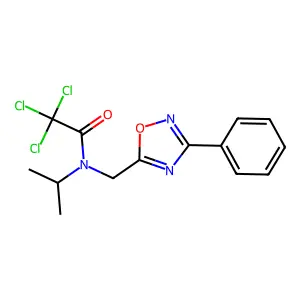 2,2,2-trichloro-N-[(3-phenyl-1,2,4-oxadiazol-5-yl)methyl]-N-propan-2-ylacetamide structure
