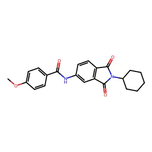 N-(2-cyclohexyl-1,3-dioxoisoindol-5-yl)-4-methoxybenzamide structure