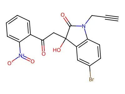 5-Bromo-3-hydroxy-3-[2-(2-nitrophenyl)-2-oxoethyl]-1-prop-2-ynylindol-2-one structure