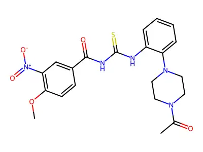N-[[2-(4-acetylpiperazin-1-yl)phenyl]carbamothioyl]-4-methoxy-3-nitrobenzamide structure