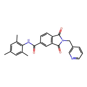 1,3-dioxo-2-(pyridin-3-ylmethyl)-N-(2,4,6-trimethylphenyl)isoindole-5-carboxamide structure