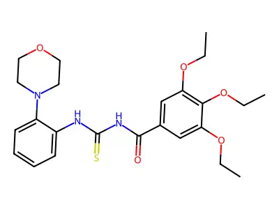3,4,5-triethoxy-N-[(2-morpholin-4-ylphenyl)carbamothioyl]benzamide structure