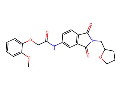 N-[1,3-dioxo-2-(oxolan-2-ylmethyl)isoindol-5-yl]-2-(2-methoxyphenoxy)acetamide structure