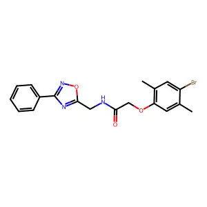 2-(4-bromo-2,5-dimethylphenoxy)-N-[(3-phenyl-1,2,4-oxadiazol-5-yl)methyl]acetamide structure