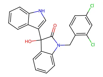 1-[(2,4-dichlorophenyl)methyl]-3-hydroxy-3-(1H-indol-3-yl)indol-2-one structure