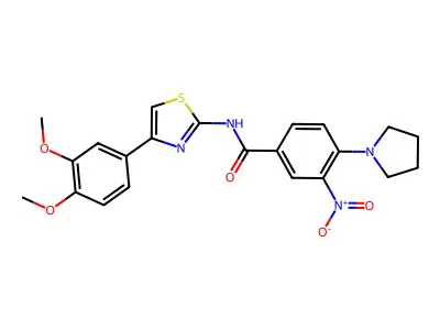 N-[4-(3,4-dimethoxyphenyl)-1,3-thiazol-2-yl]-3-nitro-4-pyrrolidin-1-ylbenzamide structure