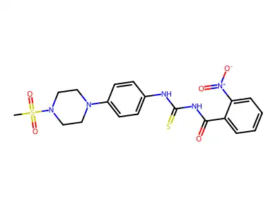 N-[[4-(4-methylsulfonylpiperazin-1-yl)phenyl]carbamothioyl]-2-nitrobenzamide structure