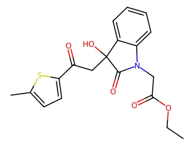 ethyl {3-hydroxy-3-[2-(5-methylthiophen-2-yl)-2-oxoethyl]-2-oxo-2,3-dihydro-1H-indol-1-yl}acetate structure