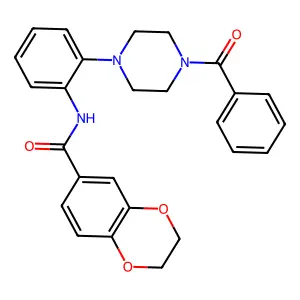 N-[2-(4-benzoylpiperazin-1-yl)phenyl]-2,3-dihydro-1,4-benzodioxine-6-carboxamide structure