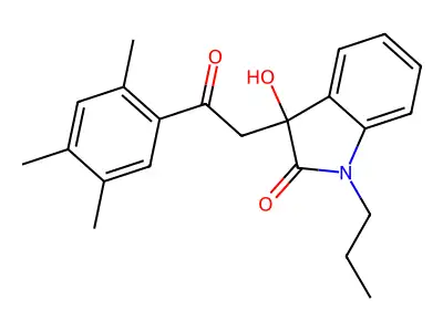 3-hydroxy-3-[2-oxo-2-(2,4,5-trimethylphenyl)ethyl]-1-propyl-1,3-dihydro-2H-indol-2-one structure