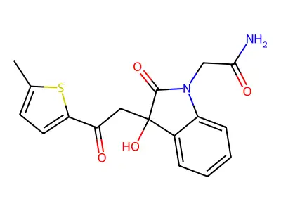 2-[3-Hydroxy-3-[2-(5-methylthiophen-2-yl)-2-oxoethyl]-2-oxoindol-1-yl]acetamide structure