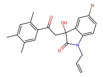 5-bromo-3-hydroxy-3-[2-oxo-2-(2,4,5-trimethylphenyl)ethyl]-1-prop-2-enylindol-2-one structure