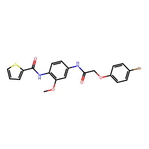 N-[4-[[2-(4-bromophenoxy)acetyl]amino]-2-methoxyphenyl]thiophene-2-carboxamide structure