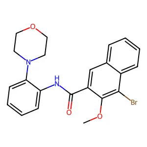 4-bromo-3-methoxy-N-(2-morpholin-4-ylphenyl)naphthalene-2-carboxamide structure