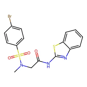 N-(1,3-benzothiazol-2-yl)-2-[(4-bromophenyl)sulfonyl-methylamino]acetamide structure