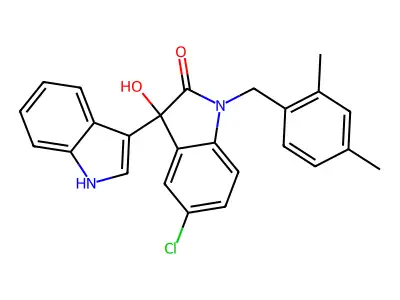 5-chloro-1-[(2,4-dimethylphenyl)methyl]-3-hydroxy-3-(1H-indol-3-yl)indol-2-one structure
