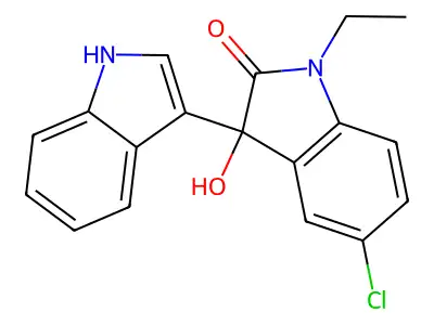 5-chloro-1-ethyl-3-hydroxy-3-(1H-indol-3-yl)indol-2-one structure