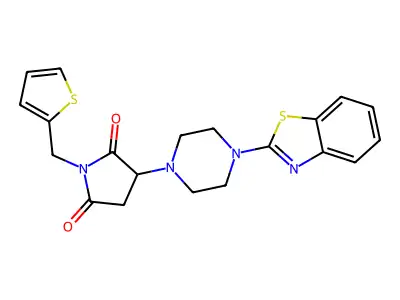3-[4-(1,3-benzothiazol-2-yl)piperazin-1-yl]-1-(thiophen-2-ylmethyl)pyrrolidine-2,5-dione structure