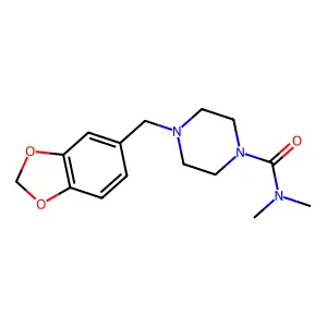 4-(1,3-benzodioxol-5-ylmethyl)-N,N-dimethylpiperazine-1-carboxamide structure