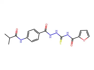 N-({2-[4-(isobutyrylamino)benzoyl]hydrazino}carbonothioyl)-2-furamide structure