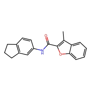 N-(2,3-dihydro-1H-inden-5-yl)-3-methyl-1-benzofuran-2-carboxamide structure