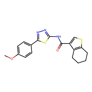 N-[5-(4-methoxyphenyl)-1,3,4-thiadiazol-2-yl]-4,5,6,7-tetrahydro-1-benzothiophene-3-carboxamide structure