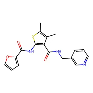 N-[4,5-dimethyl-3-(pyridin-3-ylmethylcarbamoyl)thiophen-2-yl]furan-2-carboxamide structure