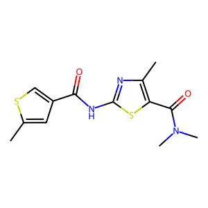 N,N,4-trimethyl-2-[(5-methylthiophene-3-carbonyl)amino]-1,3-thiazole-5-carboxamide structure