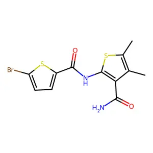 5-bromo-N-(3-carbamoyl-4,5-dimethylthiophen-2-yl)thiophene-2-carboxamide structure