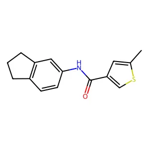 N-(2,3-dihydro-1H-inden-5-yl)-5-methylthiophene-3-carboxamide structure