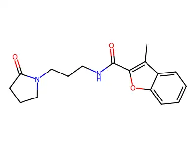 3-methyl-N-[3-(2-oxopyrrolidin-1-yl)propyl]-1-benzofuran-2-carboxamide structure