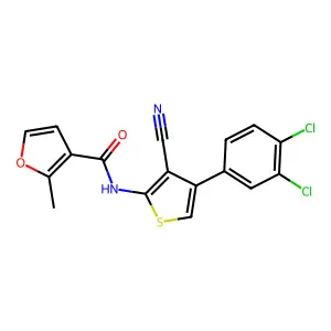 N-[3-cyano-4-(3,4-dichlorophenyl)thiophen-2-yl]-2-methylfuran-3-carboxamide structure