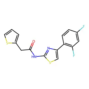N-[4-(2,4-difluorophenyl)-1,3-thiazol-2-yl]-2-(2-thienyl)acetamide structure