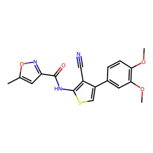 N-[3-cyano-4-(3,4-dimethoxyphenyl)-2-thienyl]-5-methyl-3-isoxazolecarboxamide structure