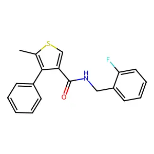 N-[(2-fluorophenyl)methyl]-5-methyl-4-phenylthiophene-3-carboxamide structure