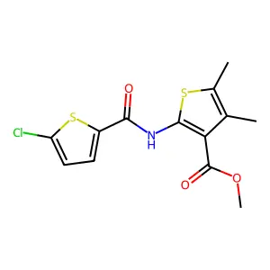 Methyl 2-(5-chlorothiophene-2-carboxamido)-4,5-dimethylthiophene-3-carboxylate structure