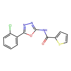 N-[5-(2-chlorophenyl)-1,3,4-oxadiazol-2-yl]thiophene-2-carboxamide structure