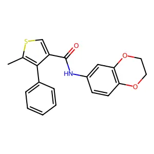 N-(2,3-dihydro-1,4-benzodioxin-6-yl)-5-methyl-4-phenylthiophene-3-carboxamide structure