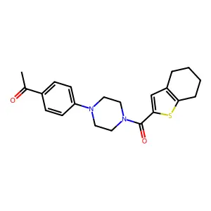 1-{4-[4-(4,5,6,7-tetrahydro-1-benzothiophene-2-carbonyl)piperazin-1-yl]phenyl}ethan-1-one structure
