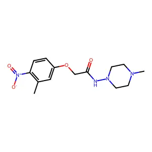 2-(3-methyl-4-nitrophenoxy)-N-(4-methylpiperazin-1-yl)acetamide structure
