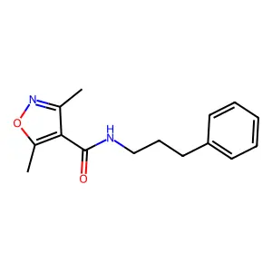3,5-dimethyl-N-(3-phenylpropyl)-1,2-oxazole-4-carboxamide structure