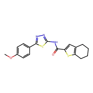 N-[5-(4-methoxyphenyl)-1,3,4-thiadiazol-2-yl]-4,5,6,7-tetrahydro-1-benzothiophene-2-carboxamide structure