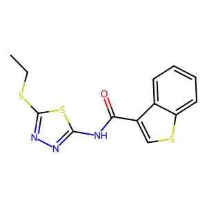 N-[5-(ethylsulfanyl)-1,3,4-thiadiazol-2-yl]-1-benzothiophene-3-carboxamide structure