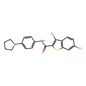 3,6-dichloro-N-(4-pyrrolidin-1-ylphenyl)-1-benzothiophene-2-carboxamide structure