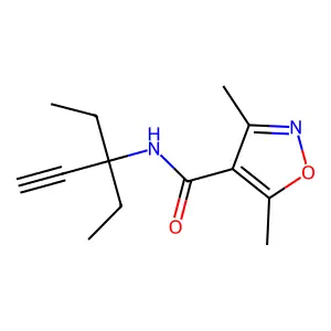 N-(3-ethylpent-1-yn-3-yl)-3,5-dimethyl-1,2-oxazole-4-carboxamide structure