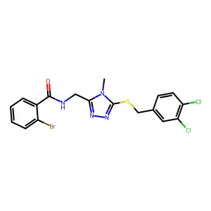 2-bromo-N-[[5-[(3,4-dichlorophenyl)methylsulfanyl]-4-methyl-1,2,4-triazol-3-yl]methyl]benzamide structure