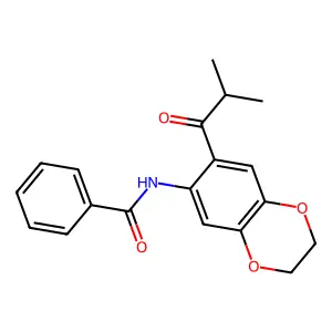 N-[7-(2-methylpropanoyl)-2,3-dihydro-1,4-benzodioxin-6-yl]benzamide structure